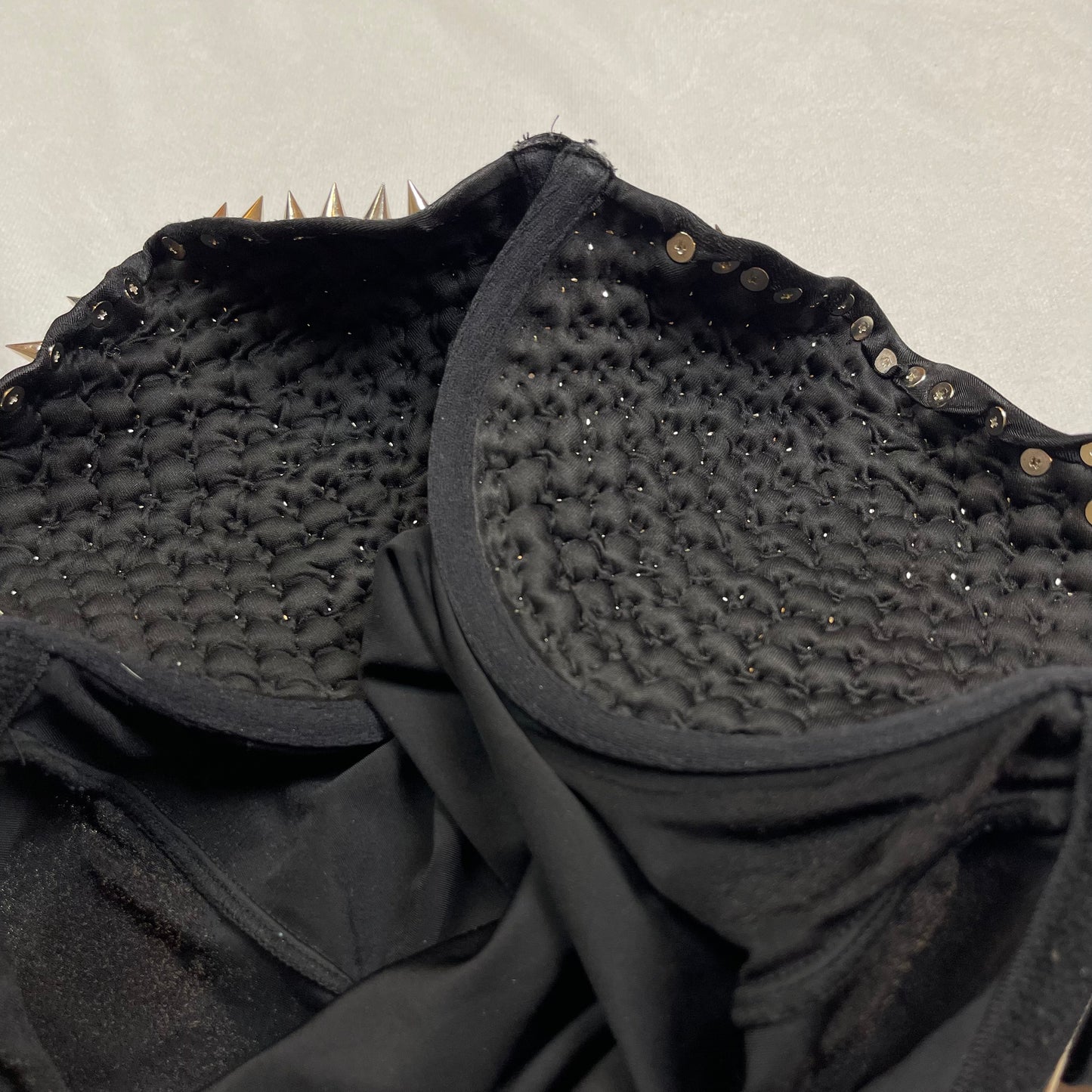 Upcycled studded bustier bra top (36B)