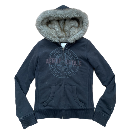 Y2K faux fur Aeropostale hoodie (XS/S)