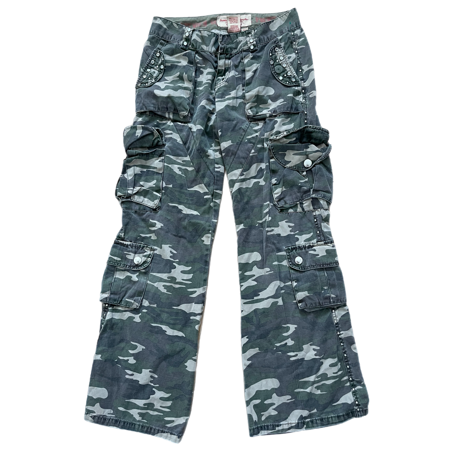 Grunge stud camo cargo pants (S)