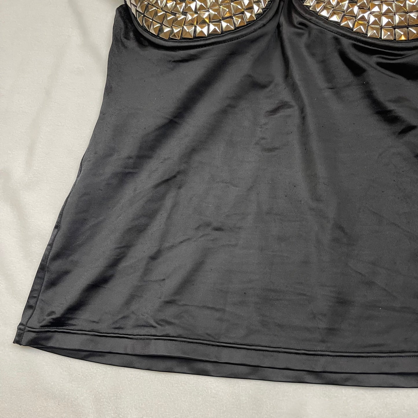 Upcycled studded bustier bra top (36B)