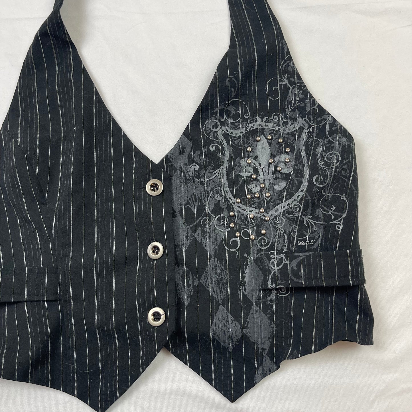 Emo pinstripe graphic vest top (L)