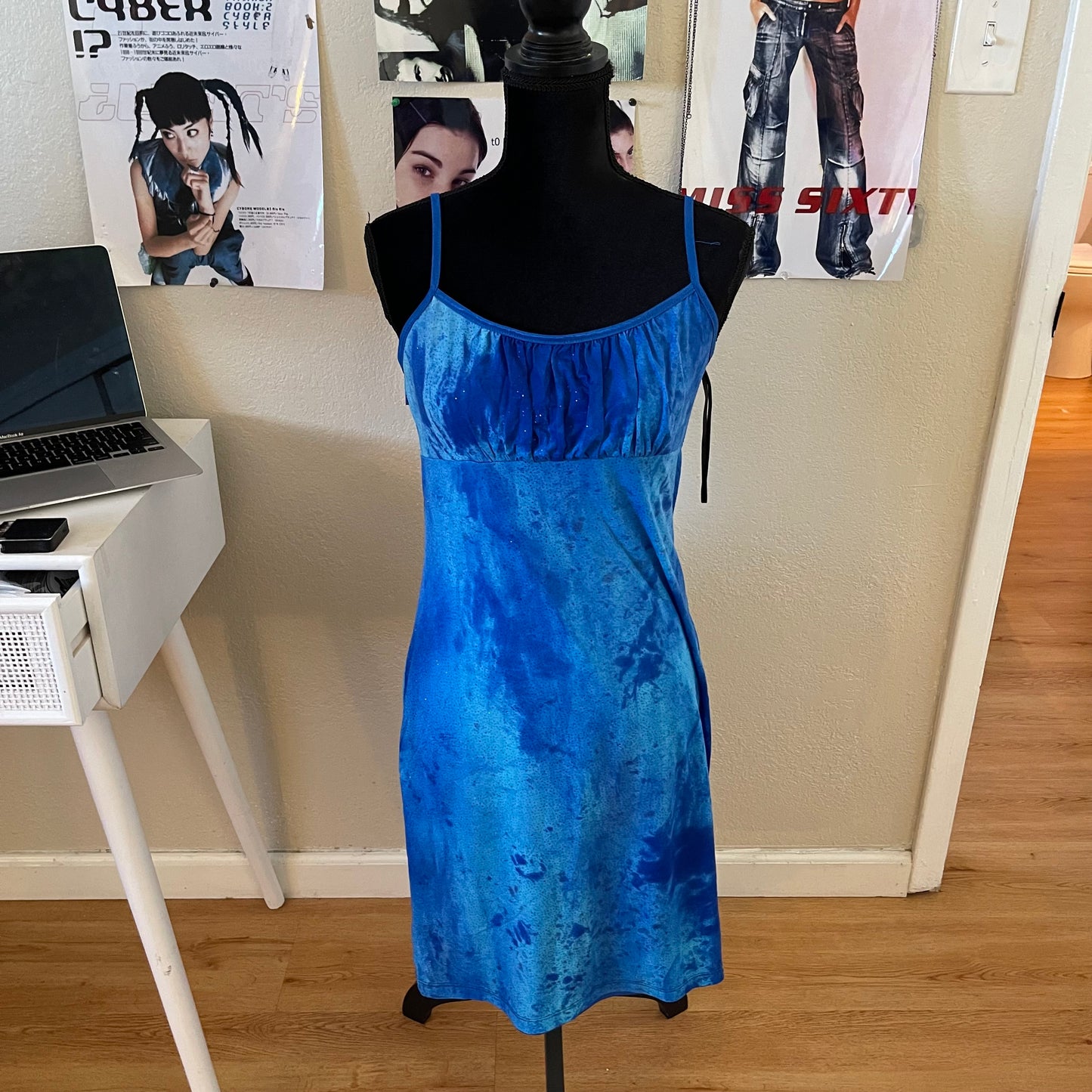 Y2K marbled glitter party dress (L)