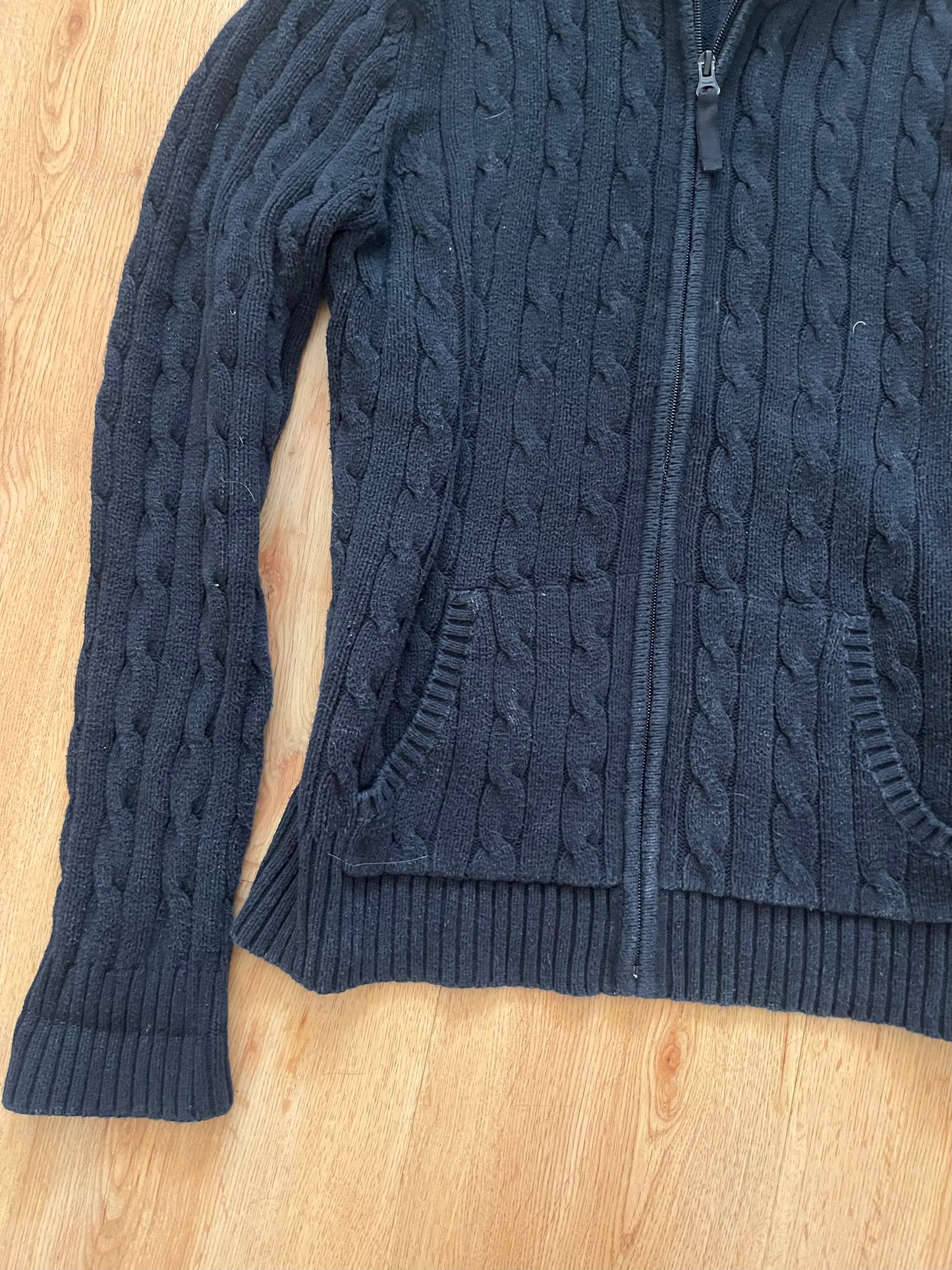 Grunge cable knit hoodie (L)