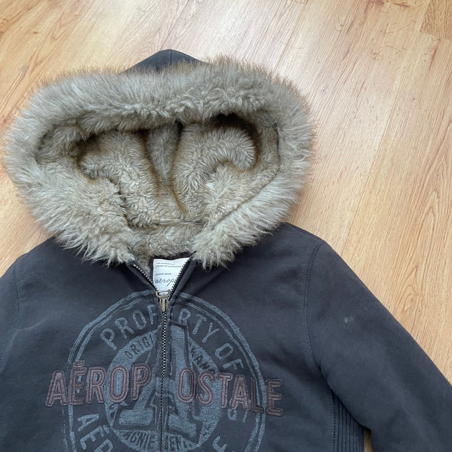 Y2K faux fur Aeropostale hoodie (XS/S)