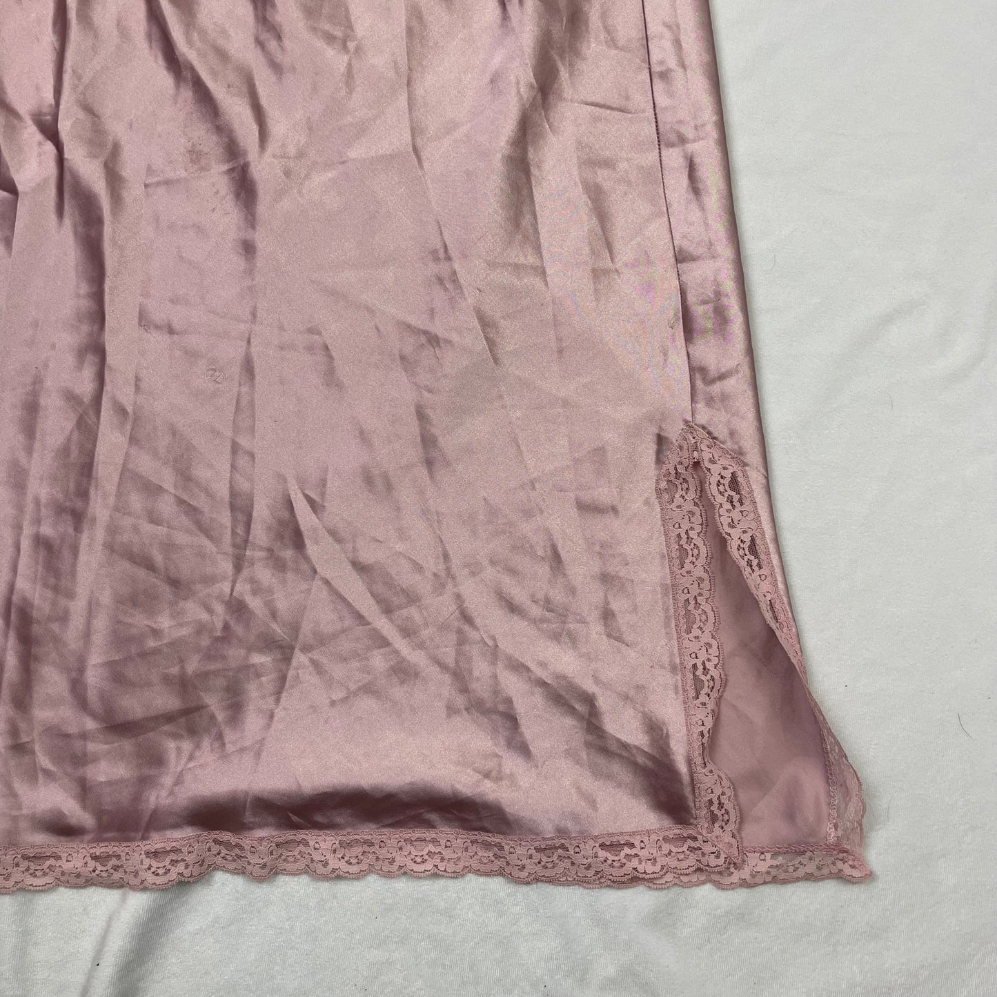 Y2K pale pink silky midi skirt (S)