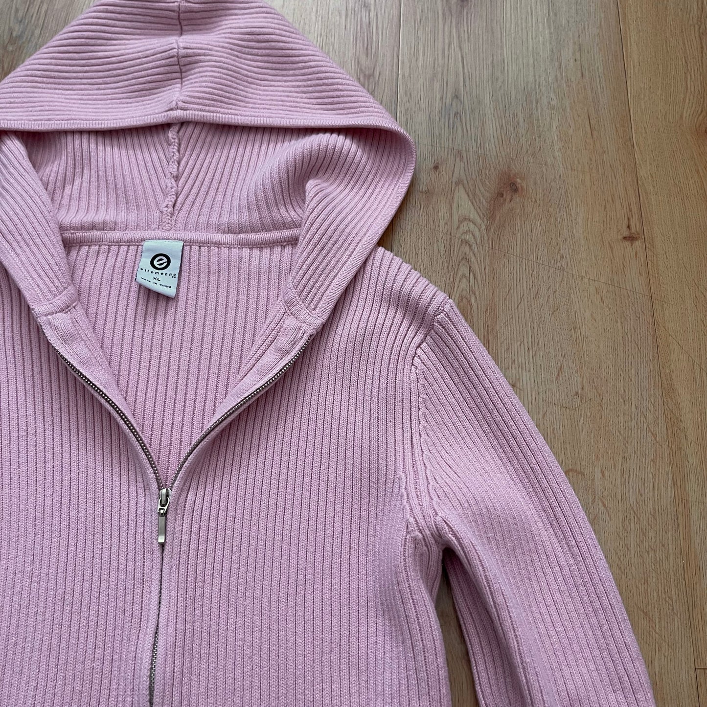 Y2K baby pink ribbed hoodie (XL)