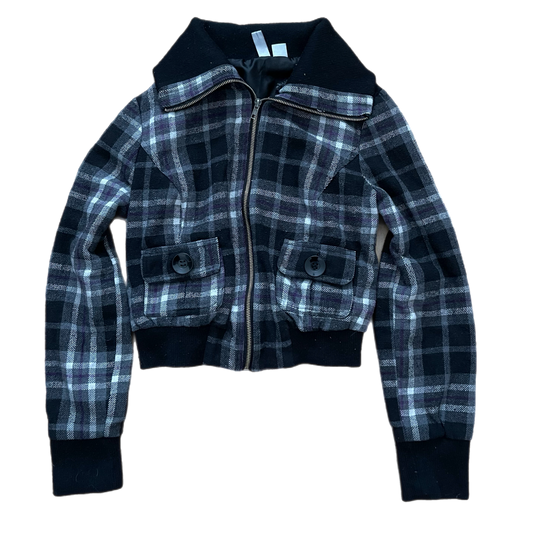 Grunge plaid zip up jacket (S/M)