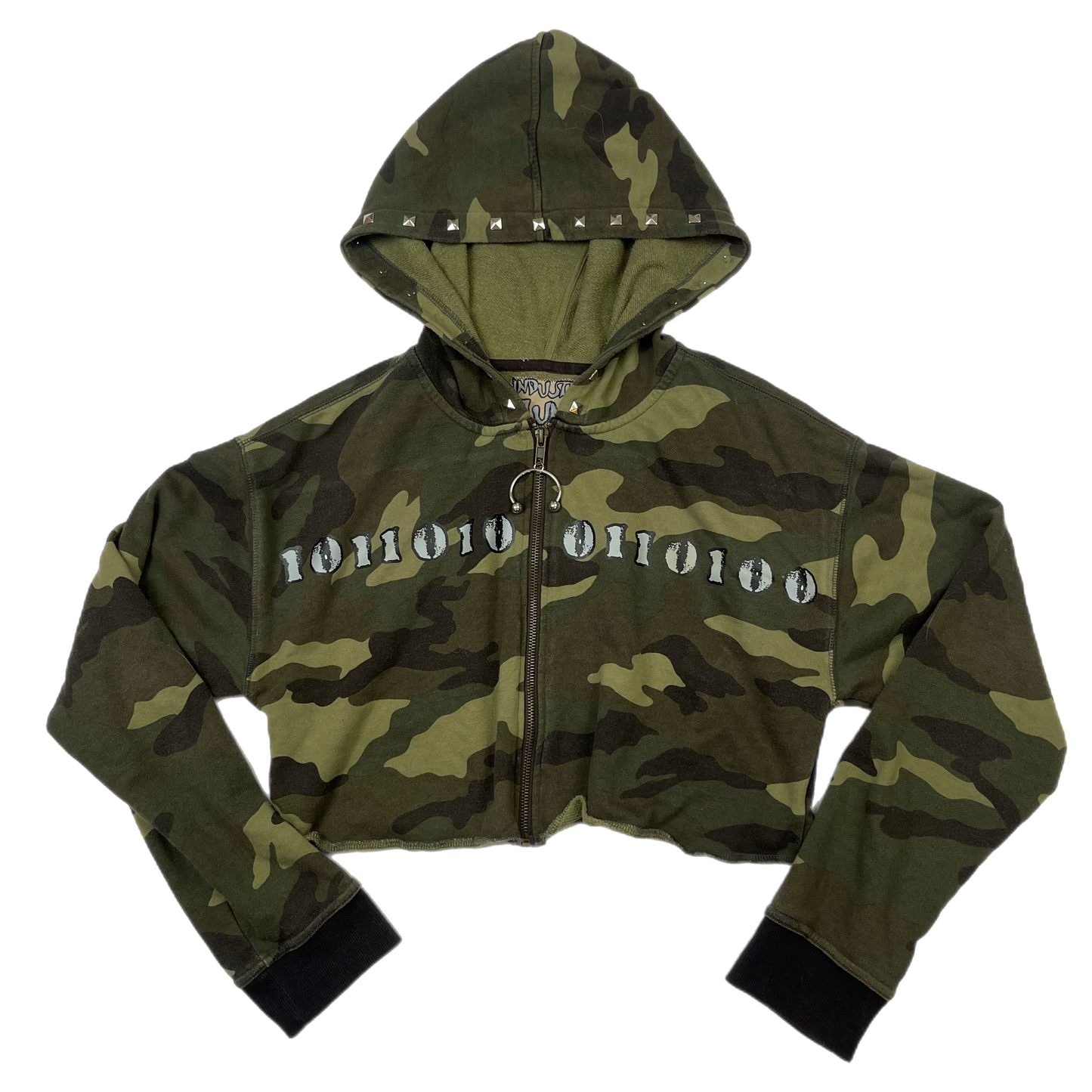 Mallgoth upcycled camo cropped hoodie (M)