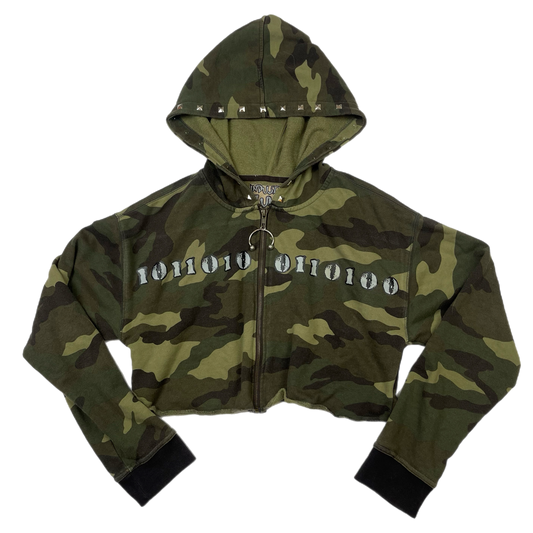 Mallgoth upcycled camo cropped hoodie (M)