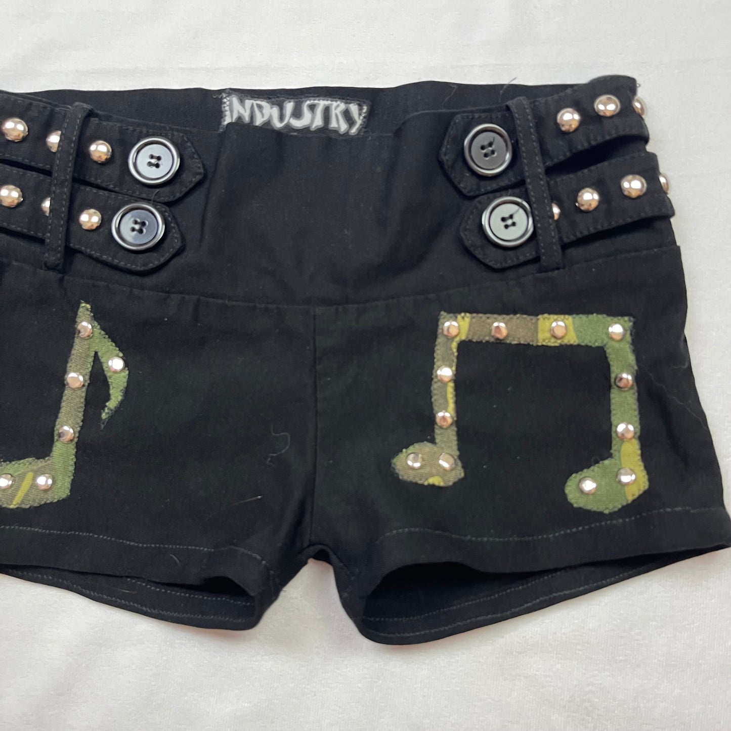 Emo upcycled music note shorts (XS)