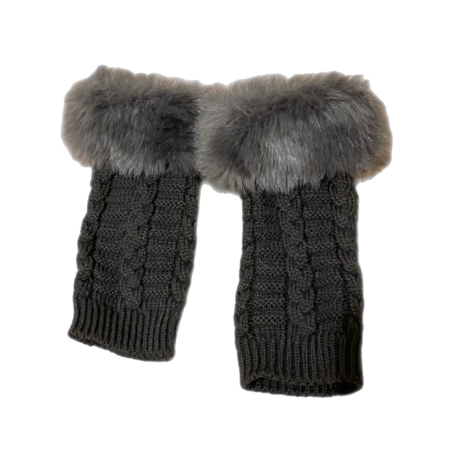 Knit faux fur hand warmers