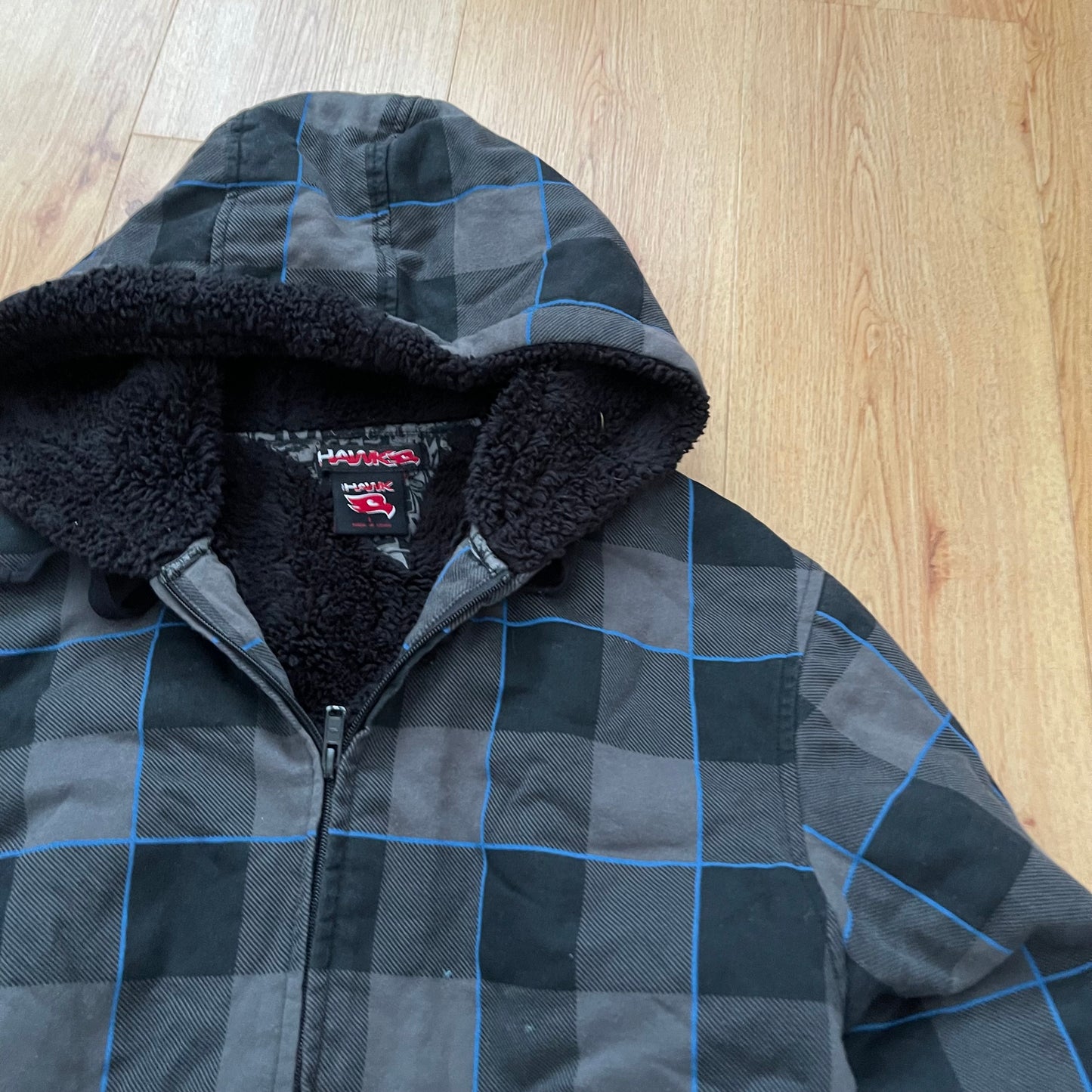 Grunge Tony hawk plaid hoodie (L)