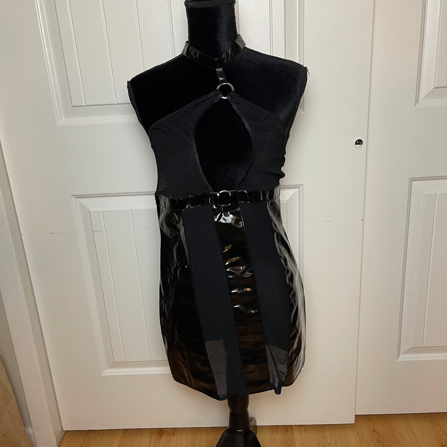 Goth bondage Vinyl mini dress (M/L)