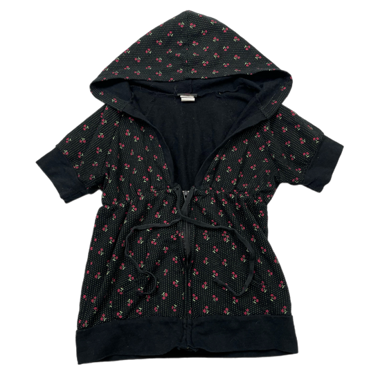 Y2K cherry graphic hoodie top (M)