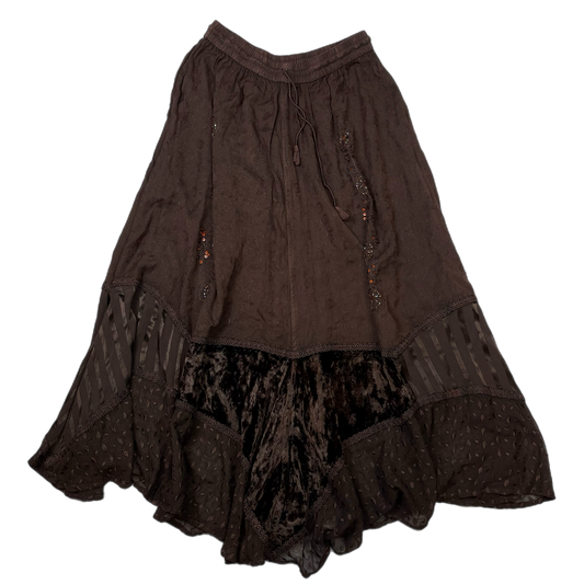 Whimsygoth velvet embroidered maxi skirt (S)