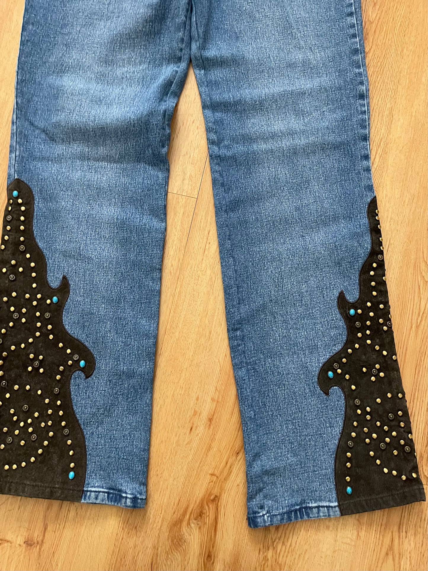 Y2K suede studded western jeans (29”)