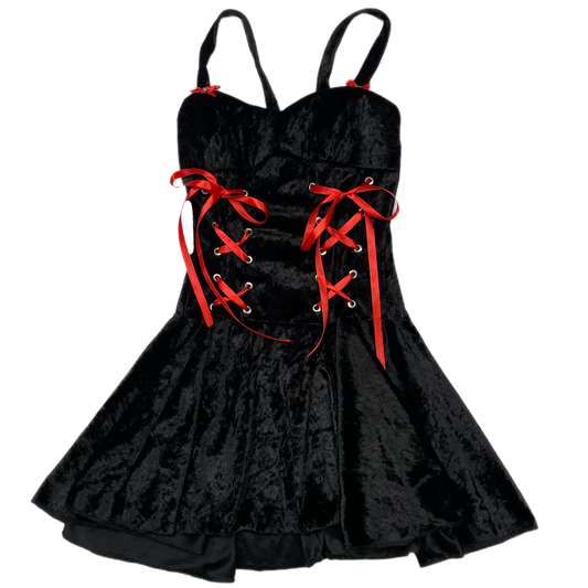 Vampire upcycled lace up dress (S)