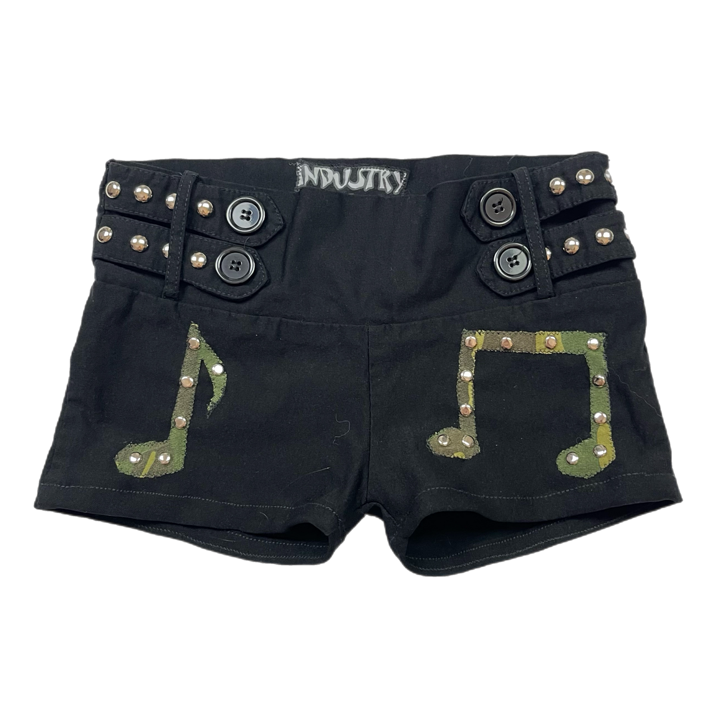 Emo upcycled music note shorts (XS)