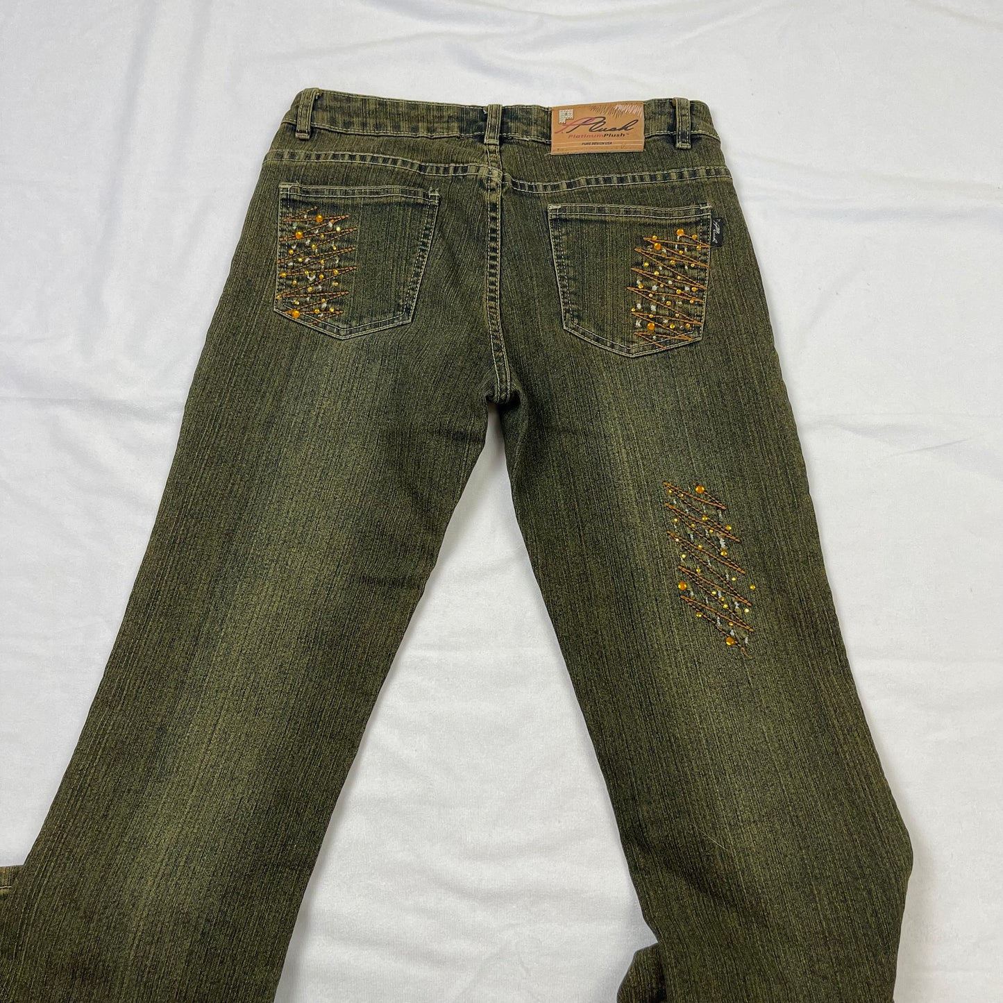 Y2K yellow wash sequence jeans (28”)