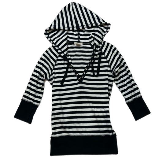 Emo striped 3/4 sleeve hoodie (M)