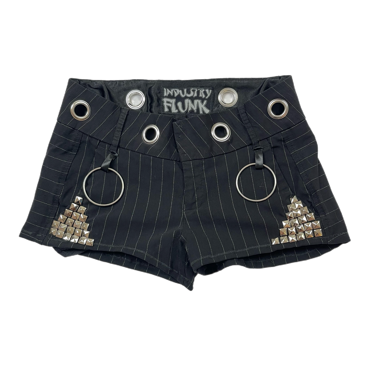 Emo upcycled grommet mini shorts (28”)