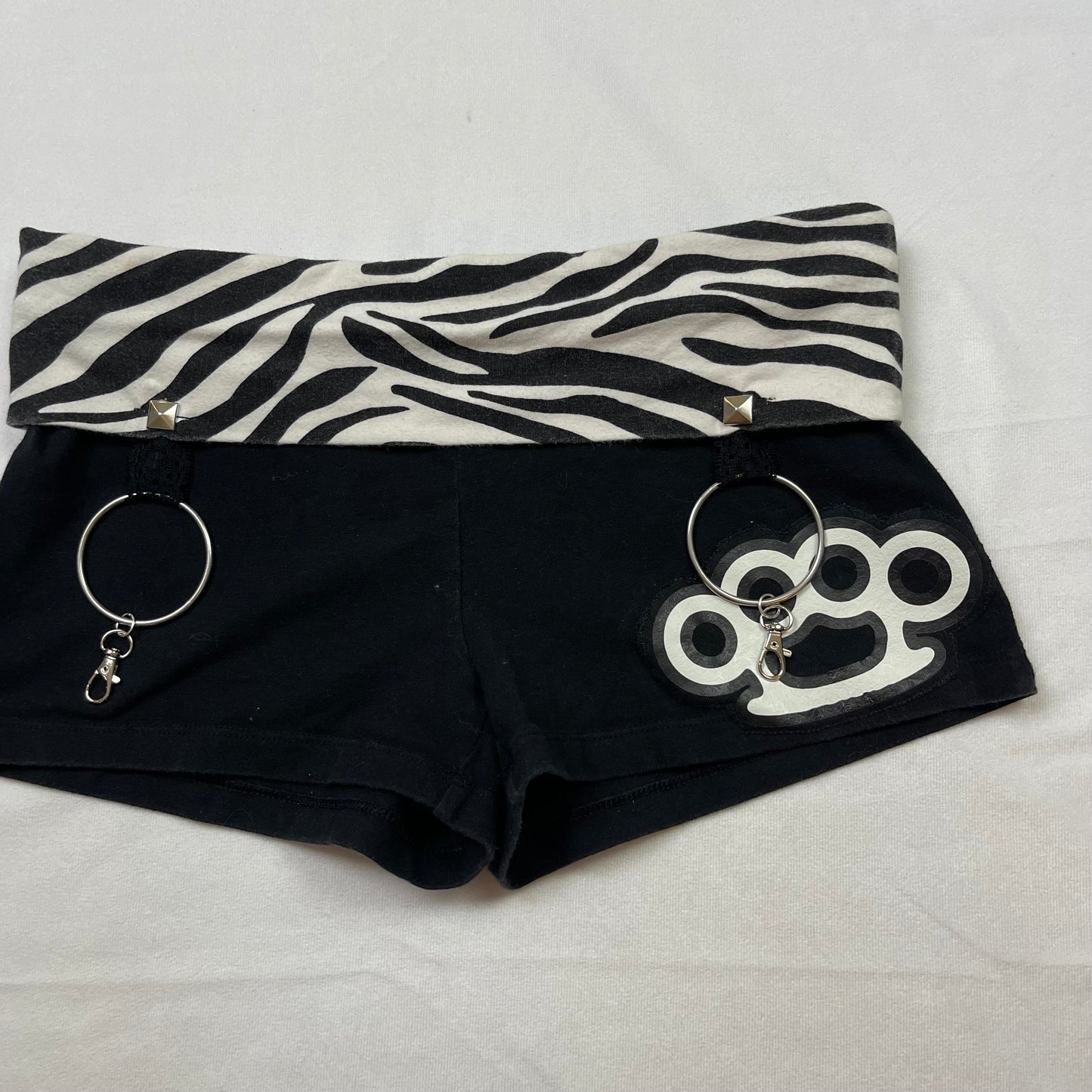 Emo upcycled brass knuckles shorts (M/L)