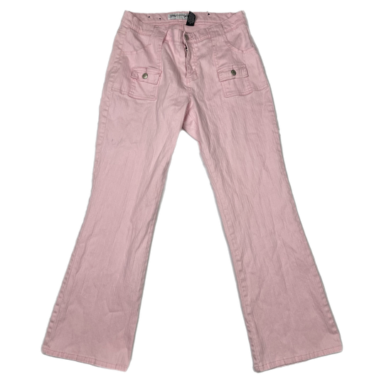 Y2K pink pocket bootcut pants (34”)