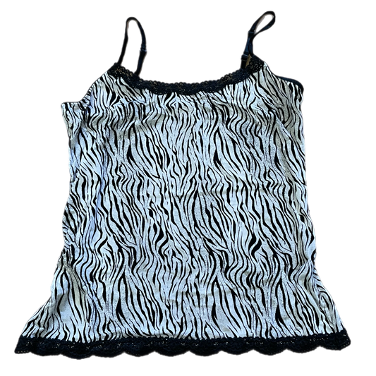 Y2K zebra print mesh top (L)