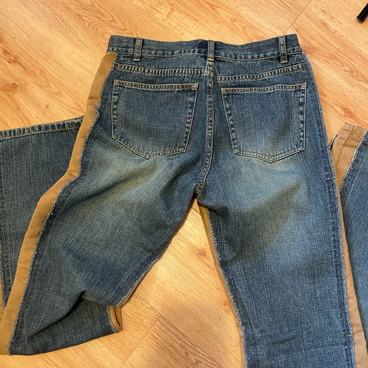 Y2K suede panel jeans (28”)