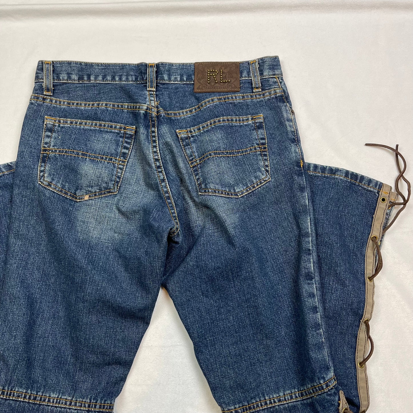 Y2K lace up denim jeans (31”)