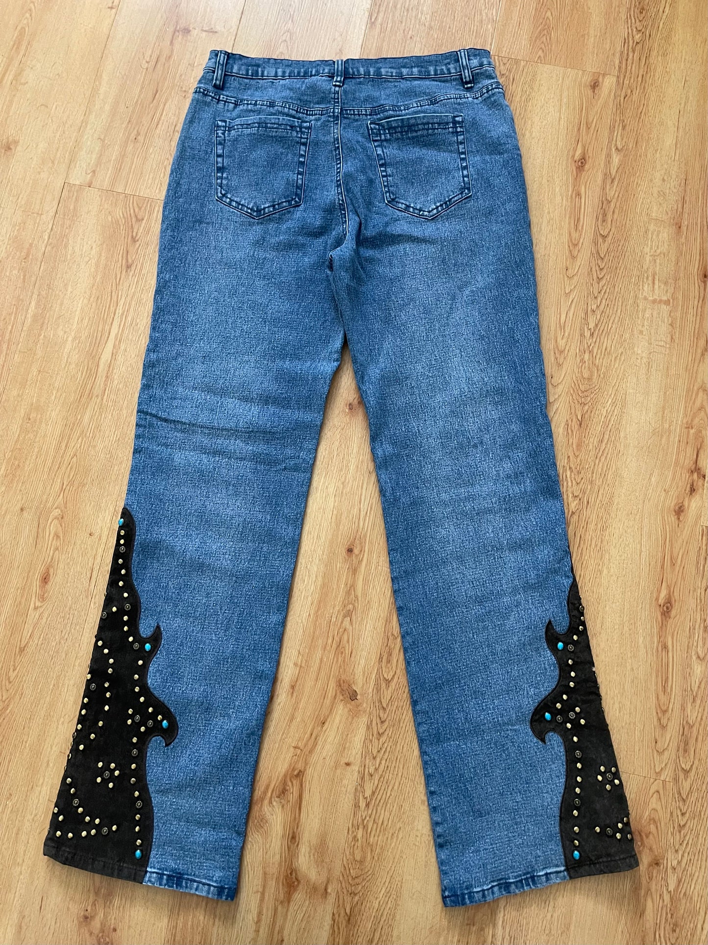 Y2K suede studded western jeans (29”)