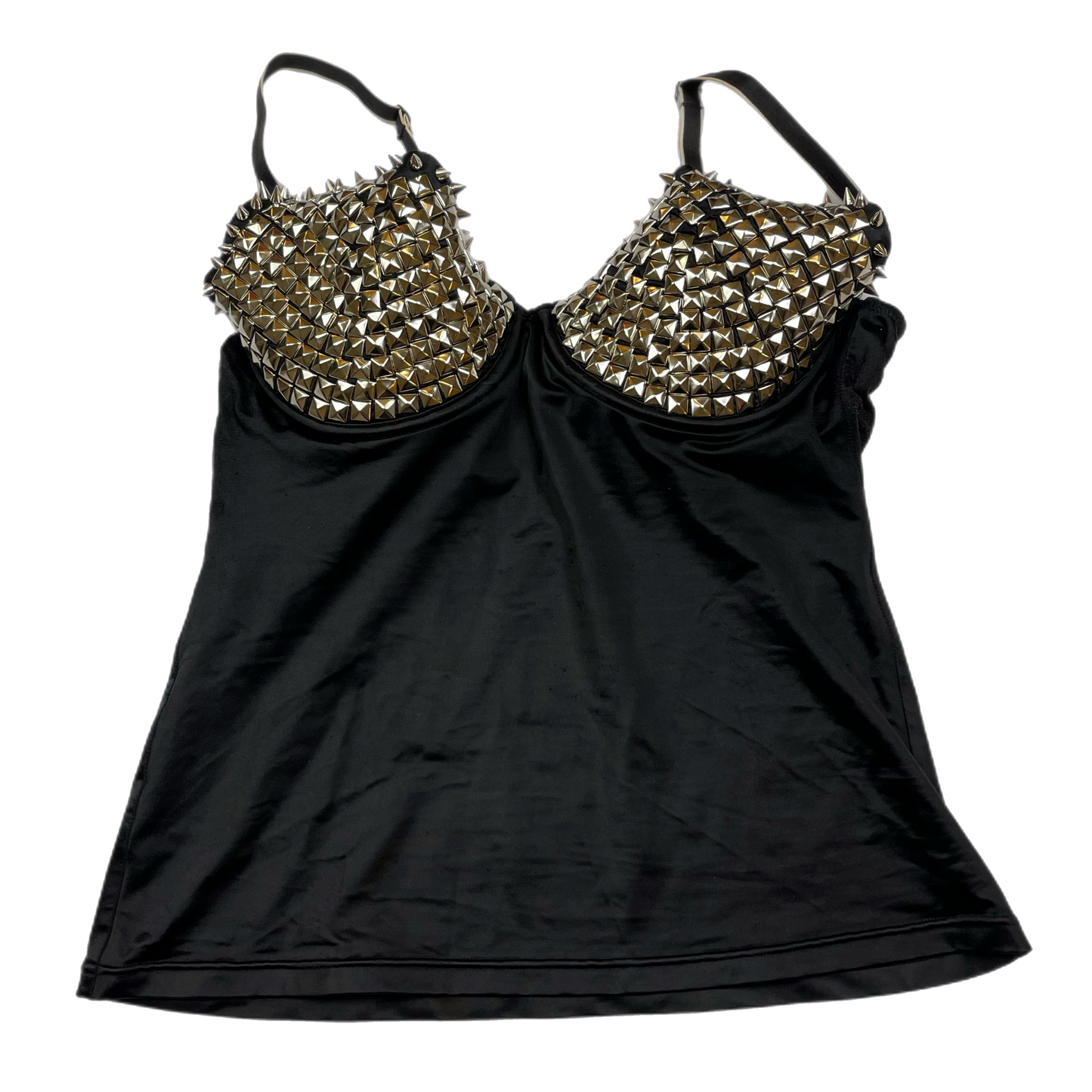 Upcycled studded bustier bra top (36B)