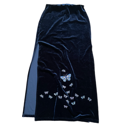 Whimsygoth velvet butterfly maxi skirt (M/L)