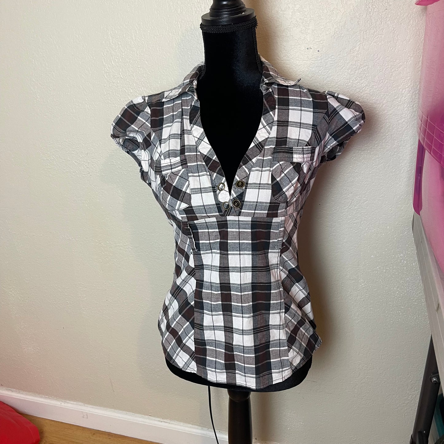 Grunge plaid blouse (M)