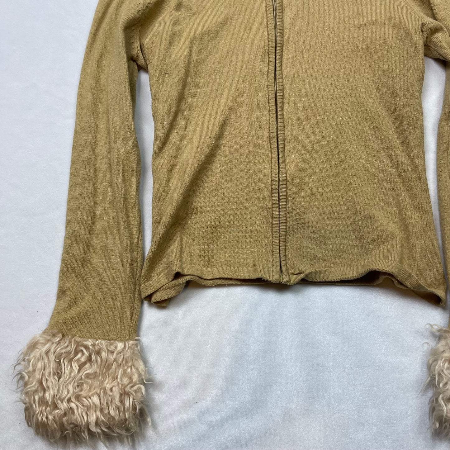 Y2K faux fur knit hoodie (L)