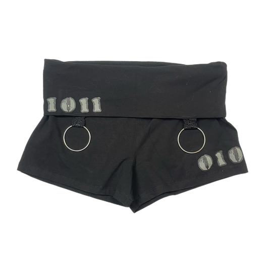 Emo upcycled binary shorts (L)