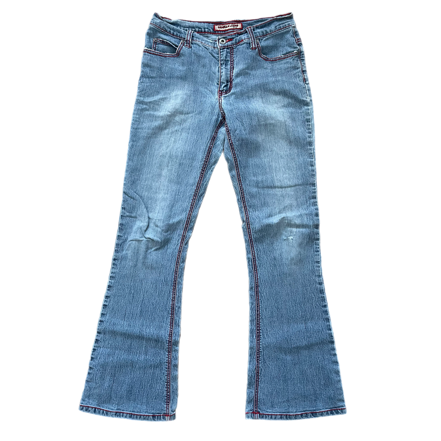 Y2K red stitch low rise jeans (29”)