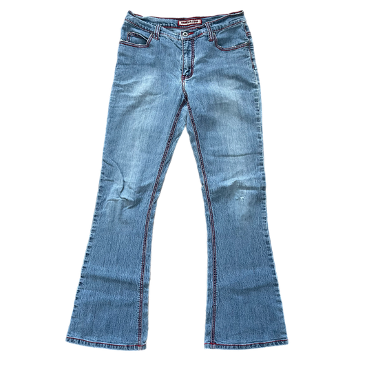 Y2K red stitch low rise jeans (29”)