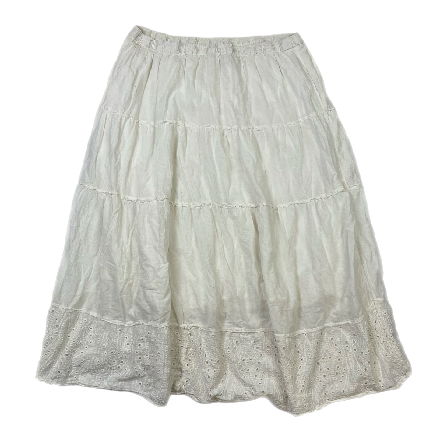 Y2K flowy white maxi skirt (2X)