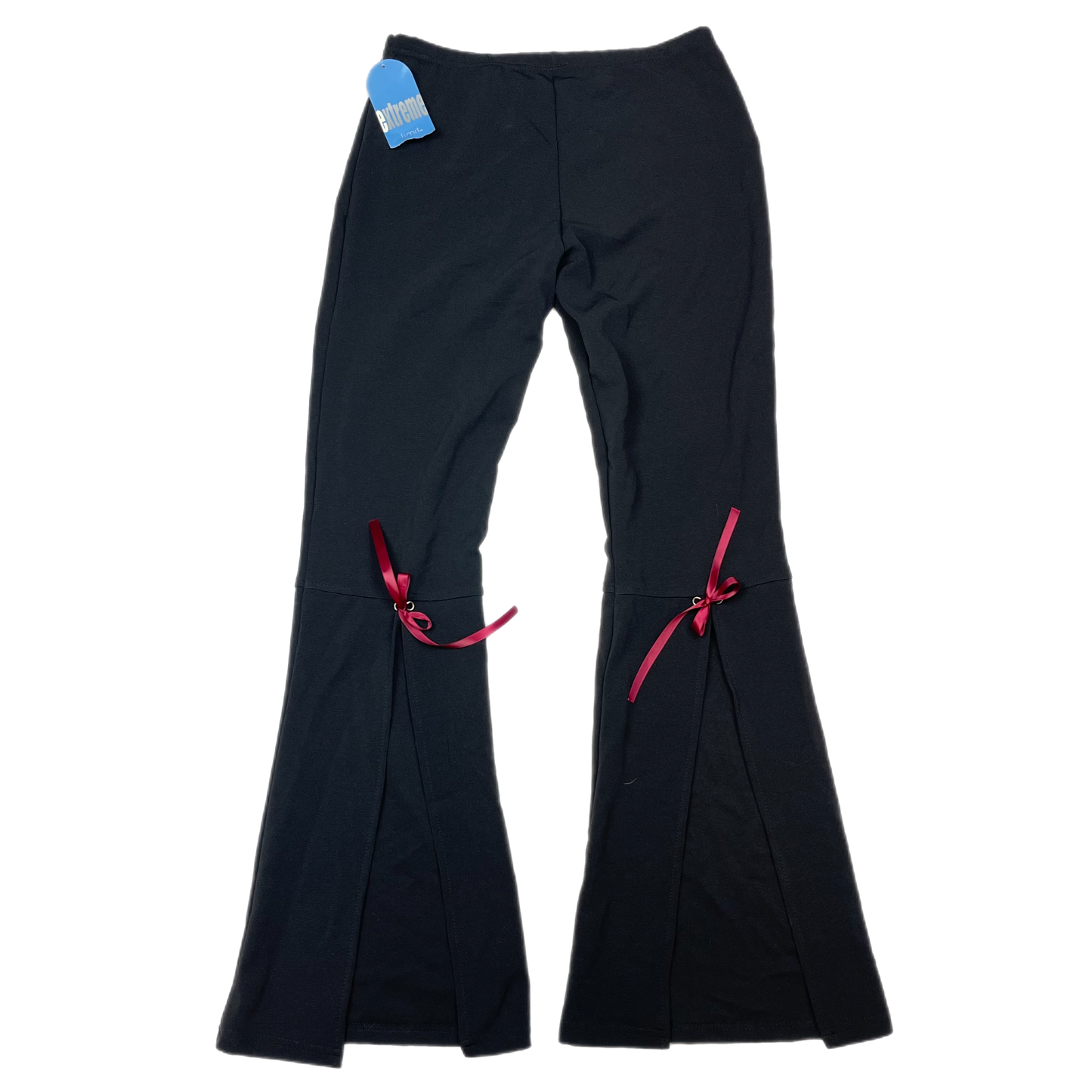 Y2k ribbon slit flare pants (M)