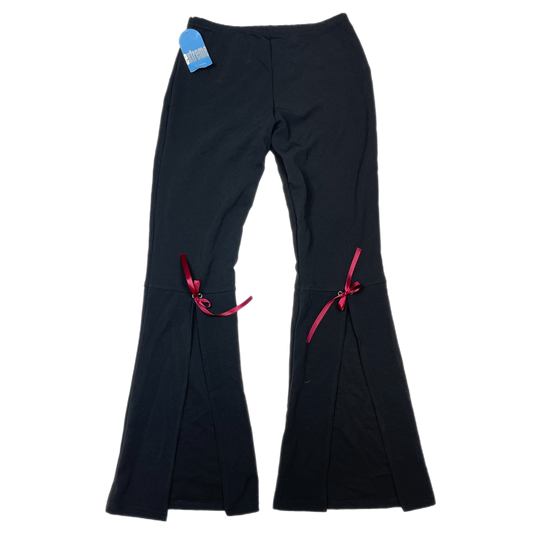 Y2k ribbon slit flare pants (M)