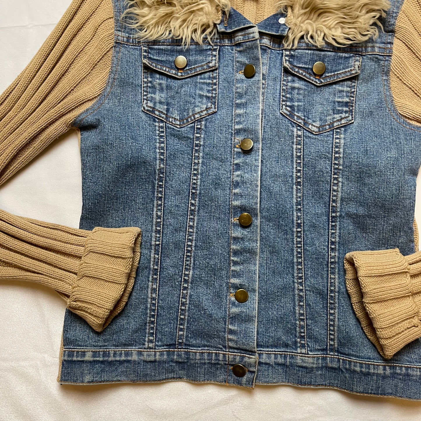 Faux fur denim jacket (S)