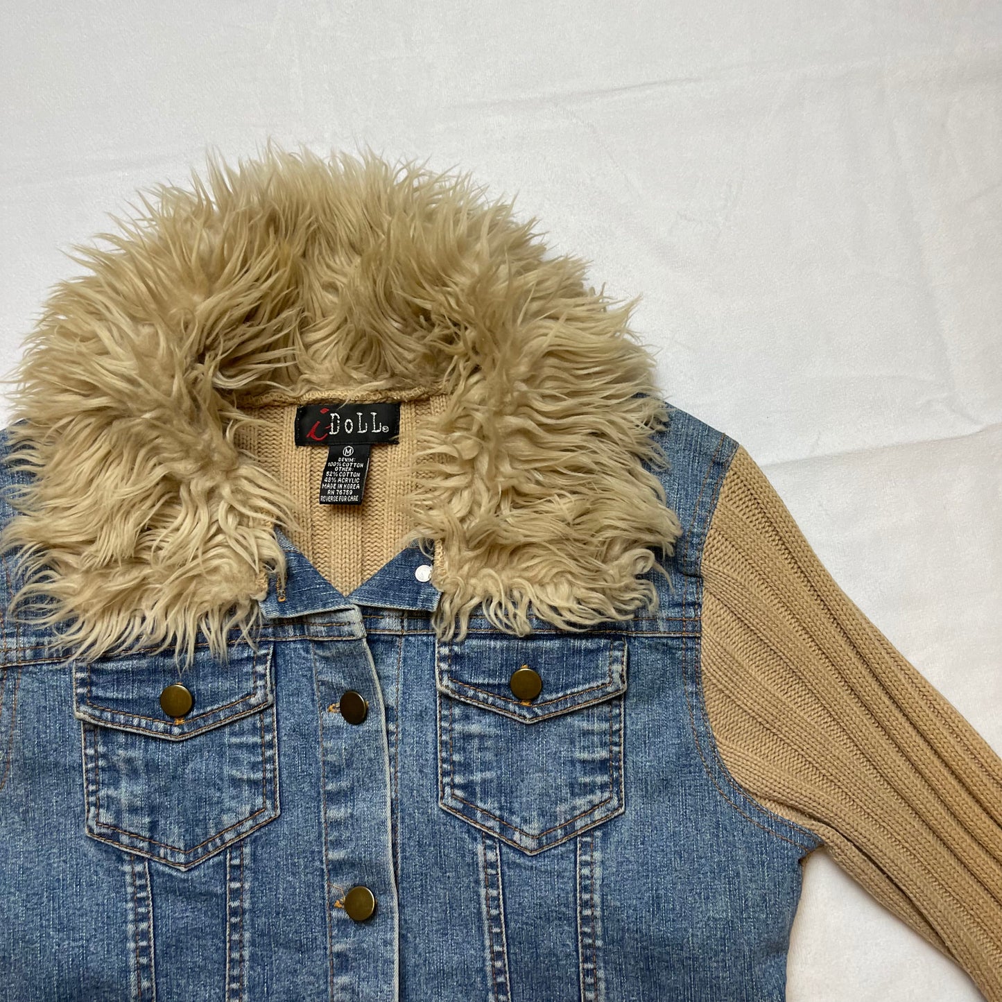 Faux fur denim jacket (S)